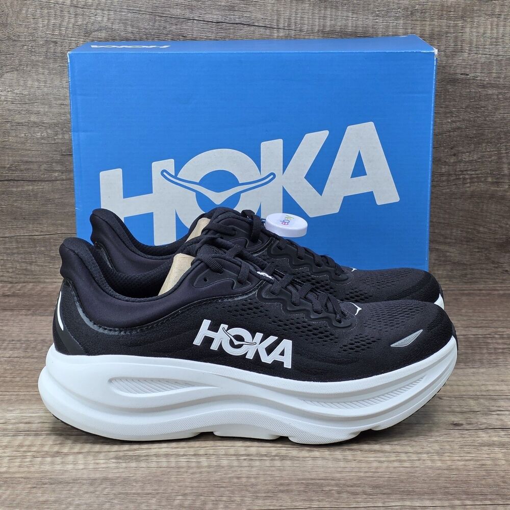 Hoka One Bondi 9 Men's Size 9.5D Black White Shoes 1162011 BWHT NEW